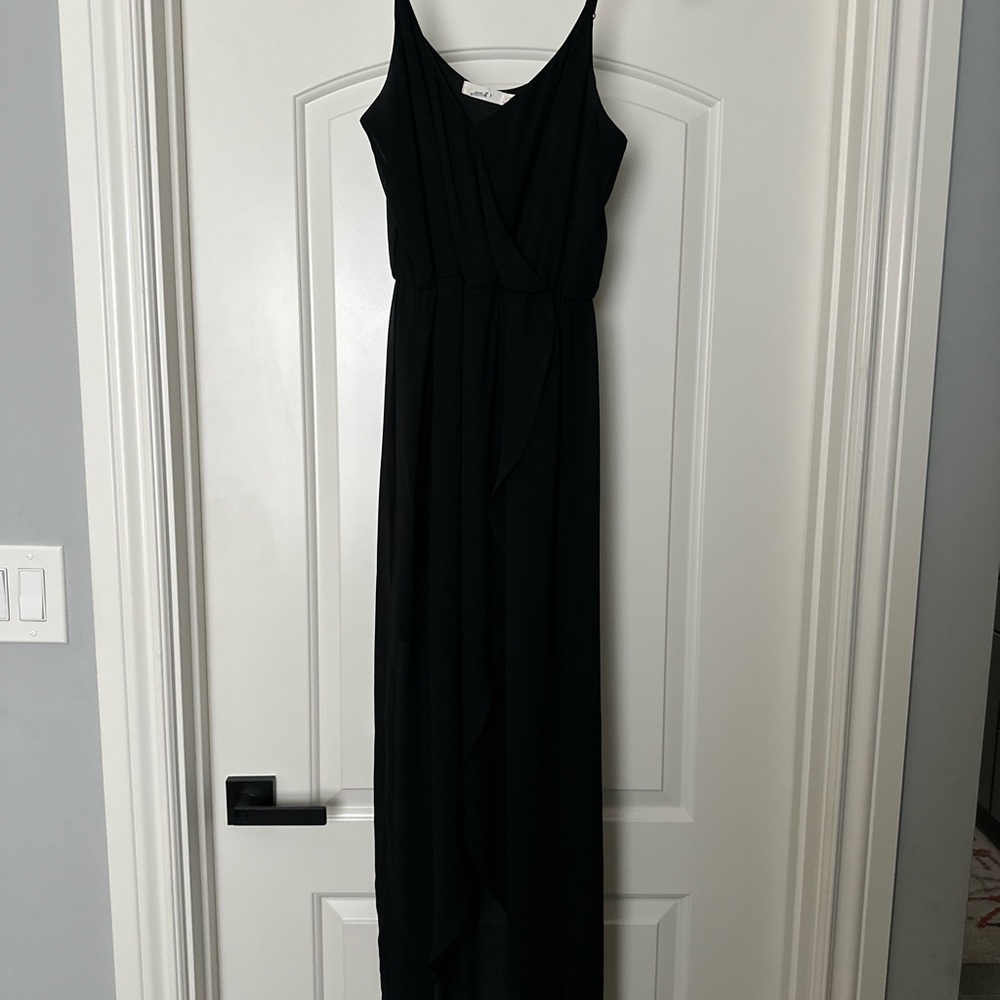 Black Maxi Sundress with Spaghetti Straps for Weddings